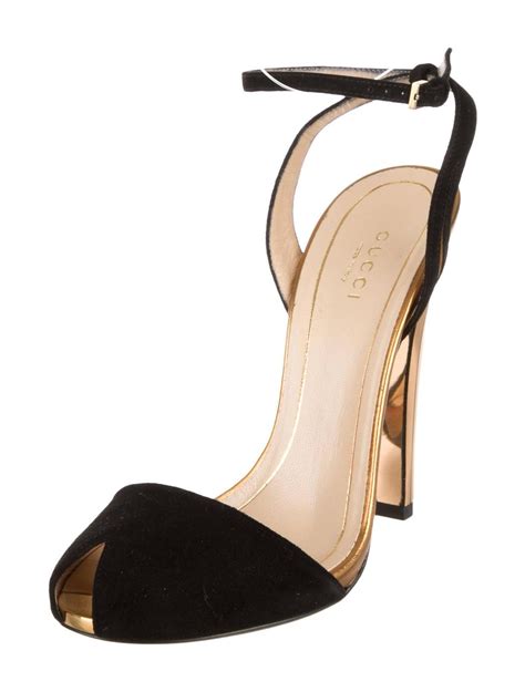 gucci black strap heels|gucci heels black and gold.